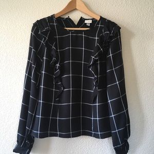 A New Day Windowpane Ruffle Blouse